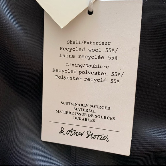 & OTHER STORIES Manteco Relaxed Belted Wool Coat Navy Size US 10 Rare Find! - Picture 14 of 15